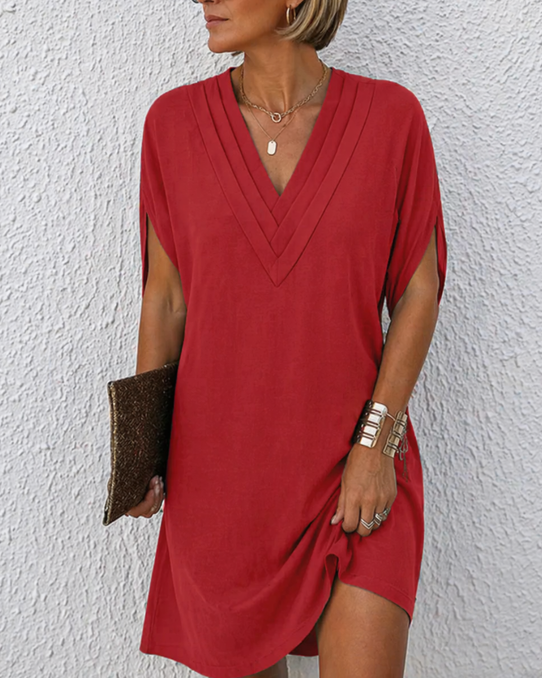 VIDAL BORDEAUX | ROBE ENVELOPPE À COL EN V POUR FEMMES