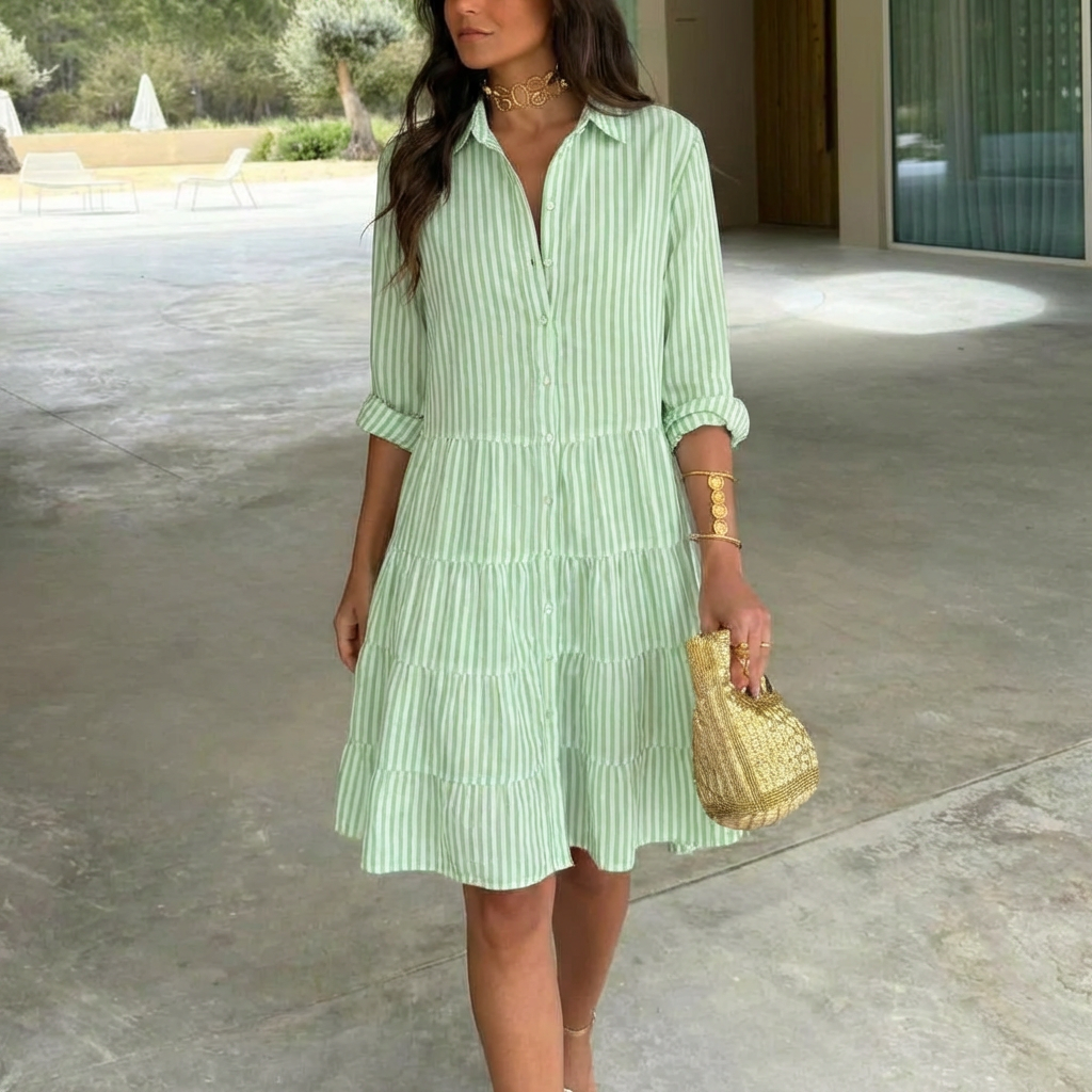 MOREAU LYON | ROBE À BOUTONS RAYÉE POUR FEMMES