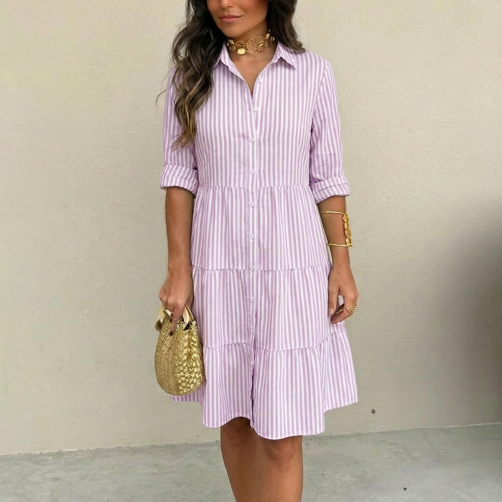 MOREAU LYON | ROBE À BOUTONS RAYÉE POUR FEMMES
