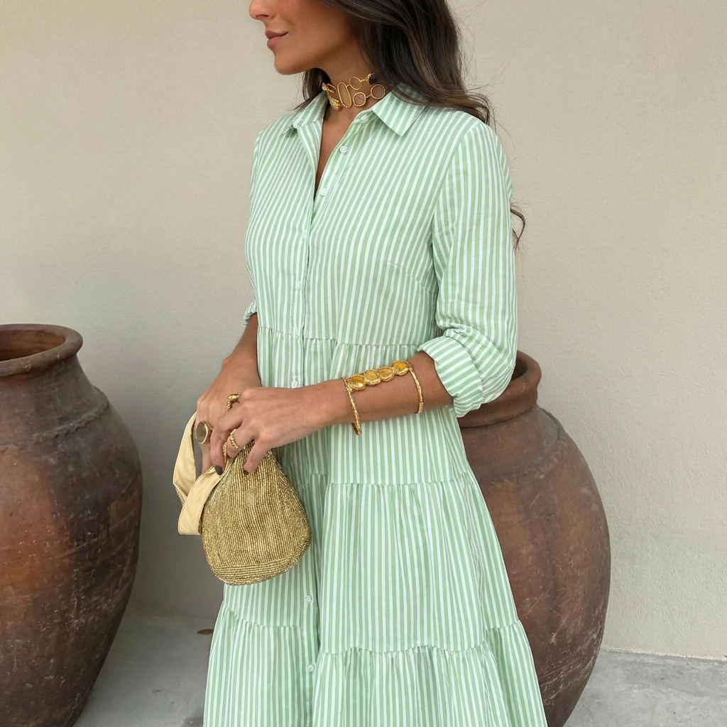 MOREAU LYON | ROBE À BOUTONS RAYÉE POUR FEMMES