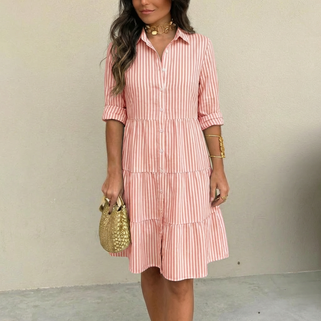 MOREAU LYON | ROBE À BOUTONS RAYÉE POUR FEMMES
