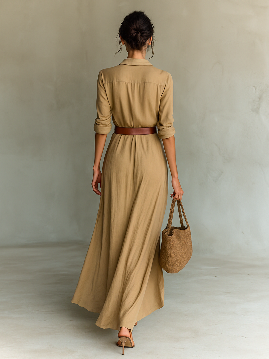 VIDAL BORDEAUX | ROBE MAXI À CEINTURE POUR FEMMES