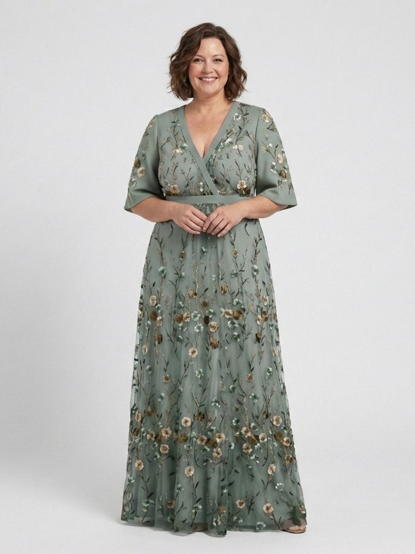 MOREAU LYON | ROBE MAXI À COL EN V FLORAL POUR FEMMES