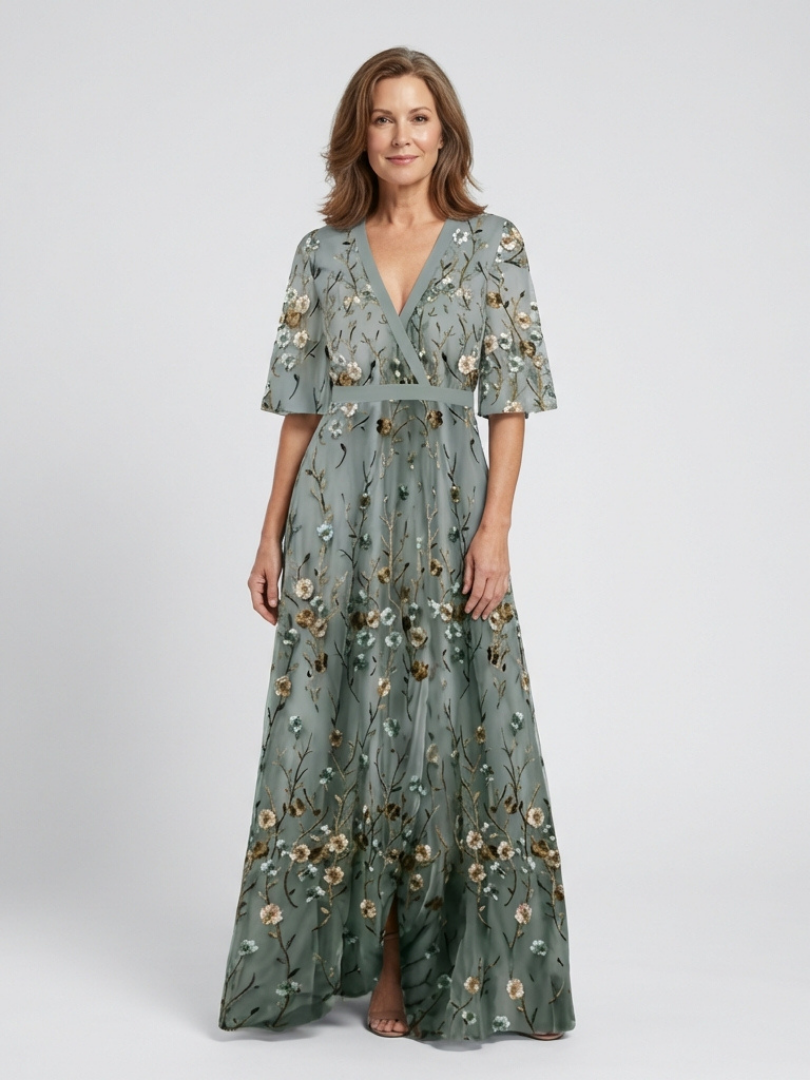 MOREAU LYON | ROBE MAXI À COL EN V FLORAL POUR FEMMES