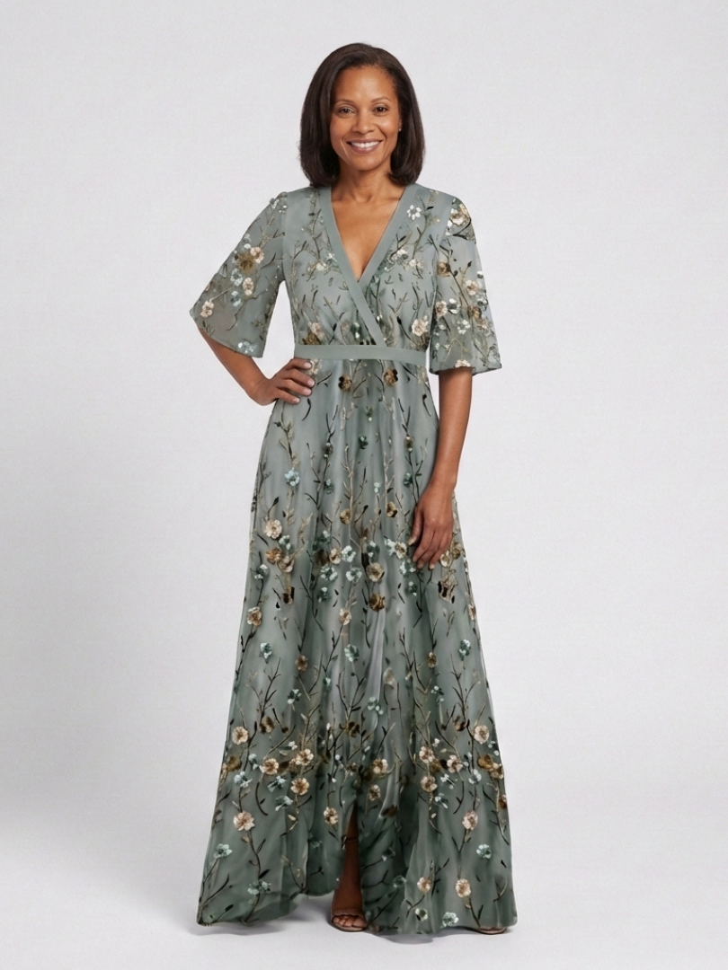 MOREAU LYON | ROBE MAXI À COL EN V FLORAL POUR FEMMES