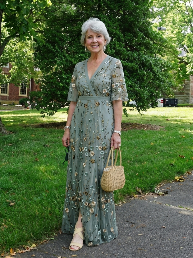 MOREAU LYON | ROBE MAXI À COL EN V FLORAL POUR FEMMES
