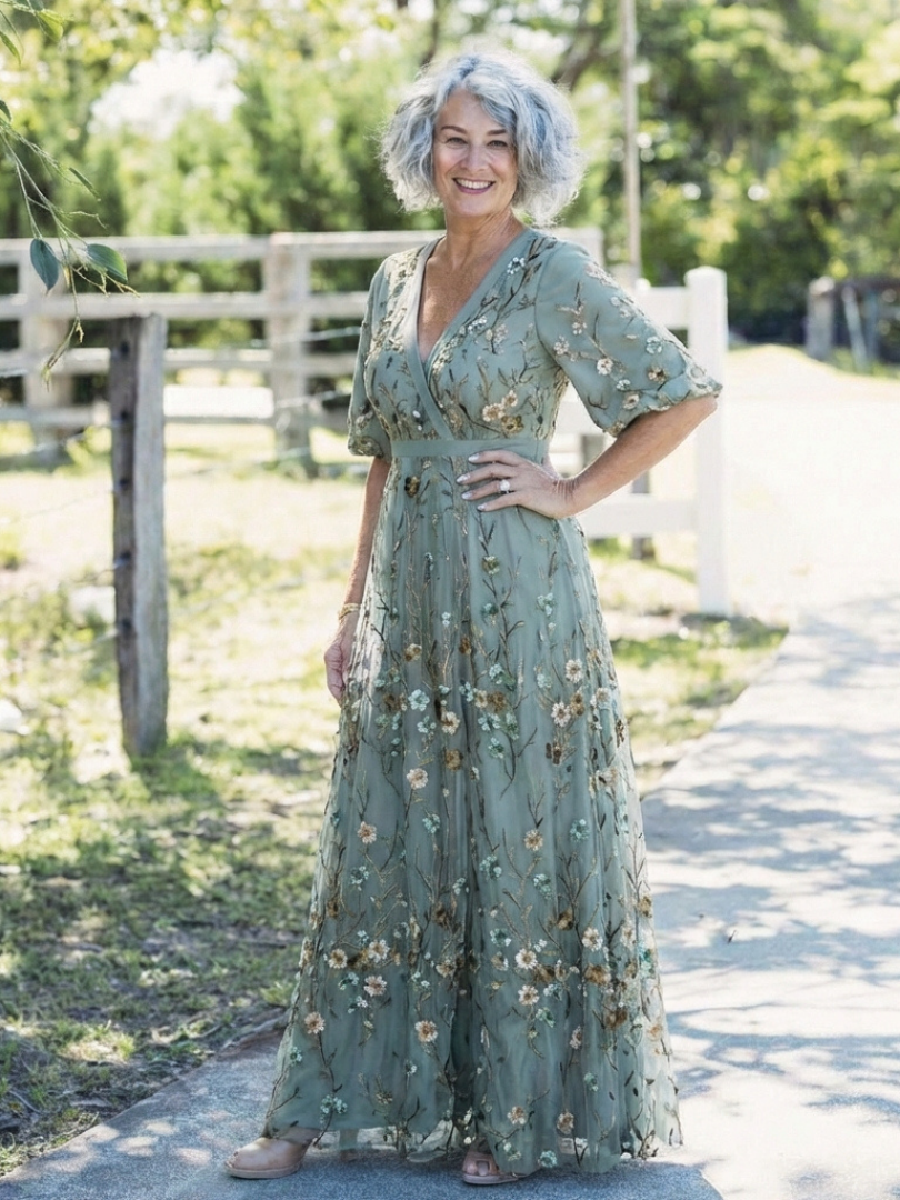 MOREAU LYON | ROBE MAXI À COL EN V FLORAL POUR FEMMES