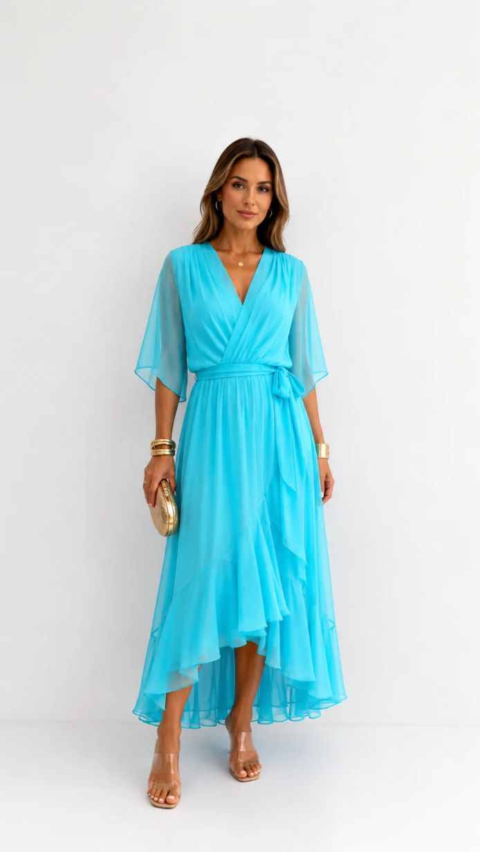 MOREAU LYON | ROBE EN CHIFFON À ENVELOPPER POUR FEMMES