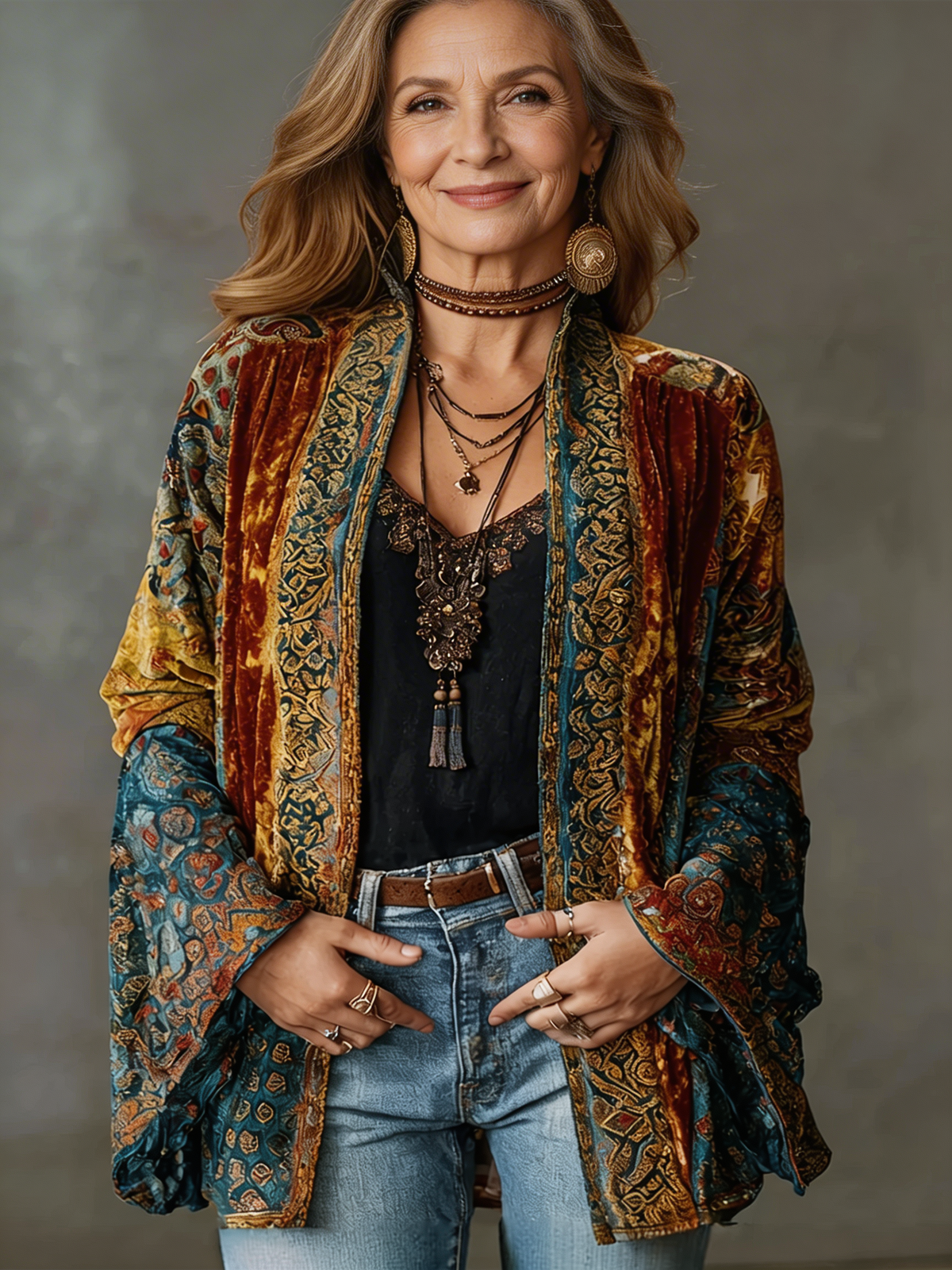 VIDAL BORDEAUX | VESTE BOHO EN VELOURS POUR FEMMES