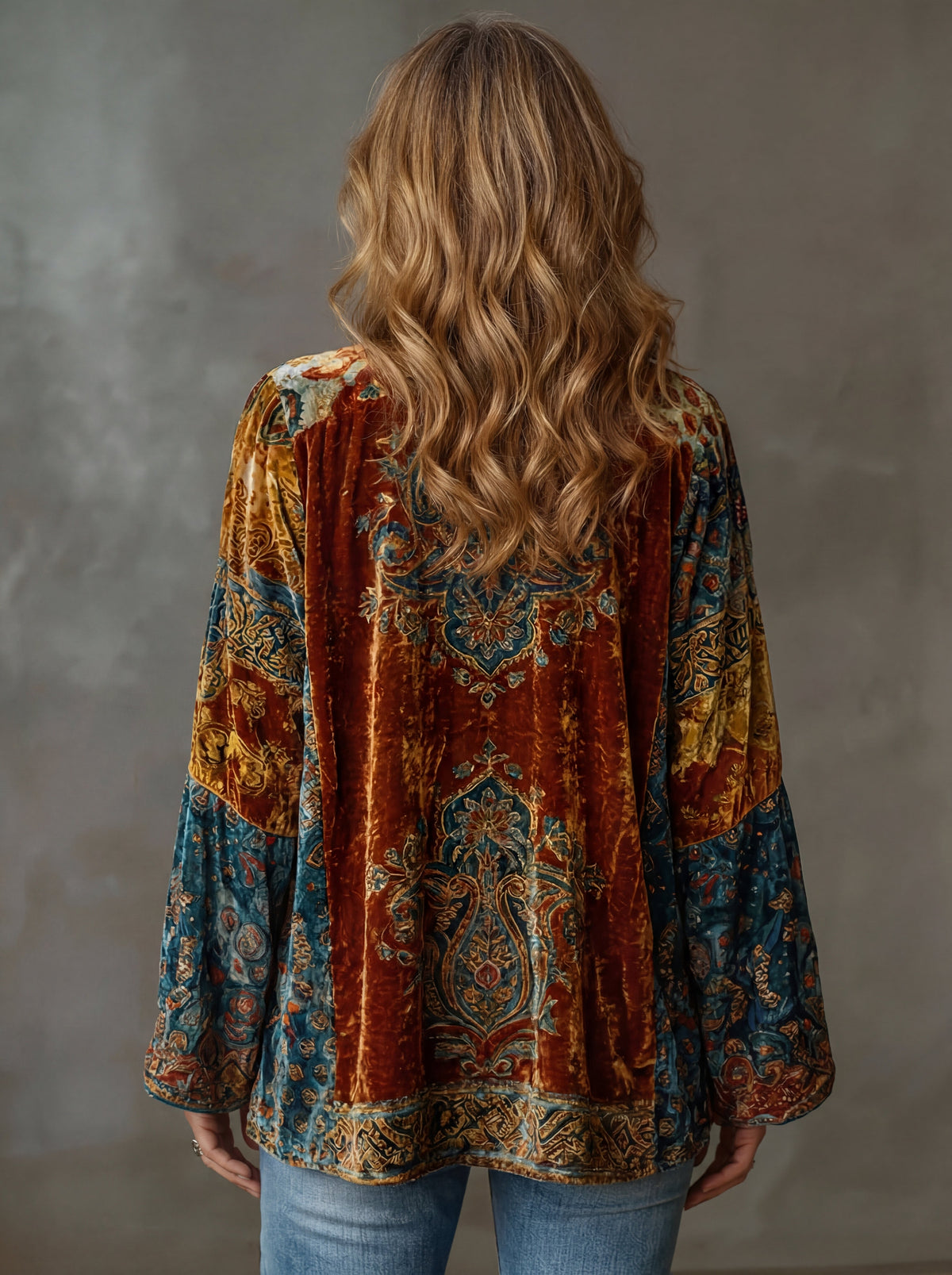 VIDAL BORDEAUX | VESTE BOHO EN VELOURS POUR FEMMES