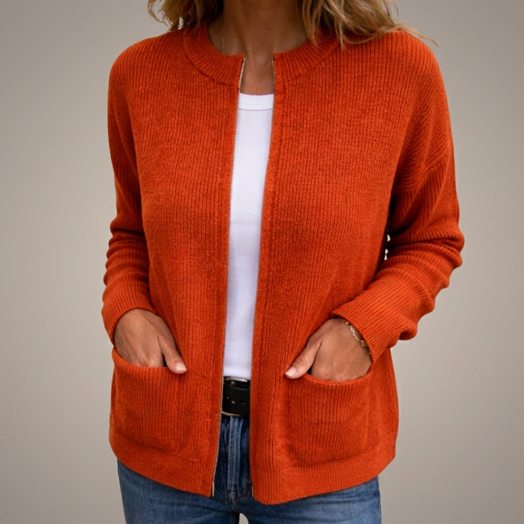 VIDAL BORDEAUX | GILET EN TRICOT À FERMETURE ÉCLAIR POUR FEMMES