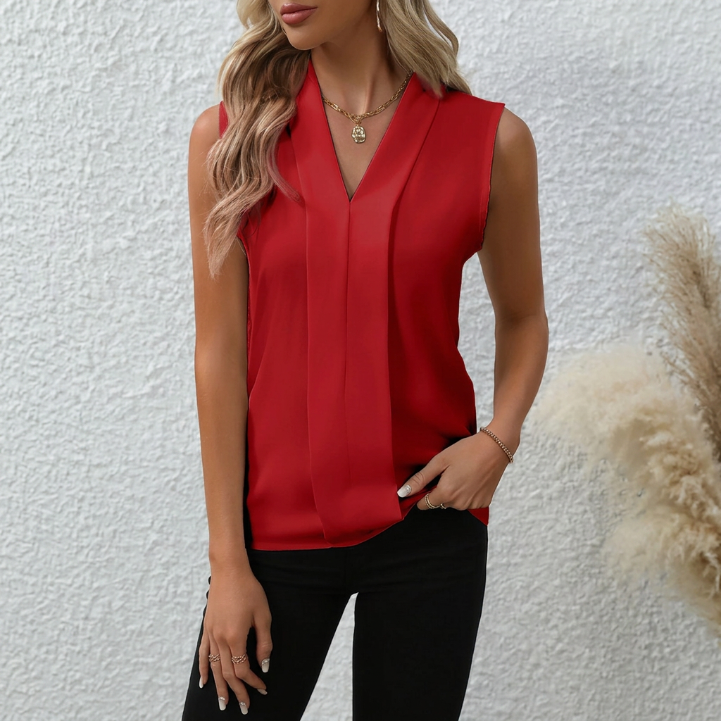 VIDAL BORDEAUX | BLOUSE DÉCOLLETÉ EN V DÉTENDUE POUR FEMMES