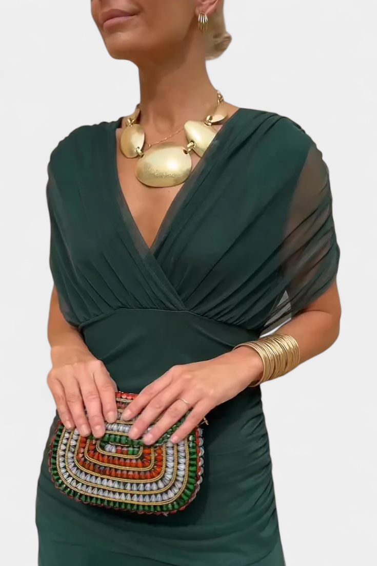 MOREAU LYON | CHIC ROBE MAXI À COL EN V POUR FEMMES