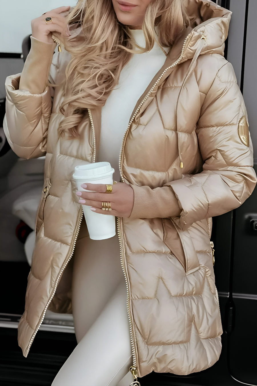 Béatrice — Manteau Matelassé à Capuche