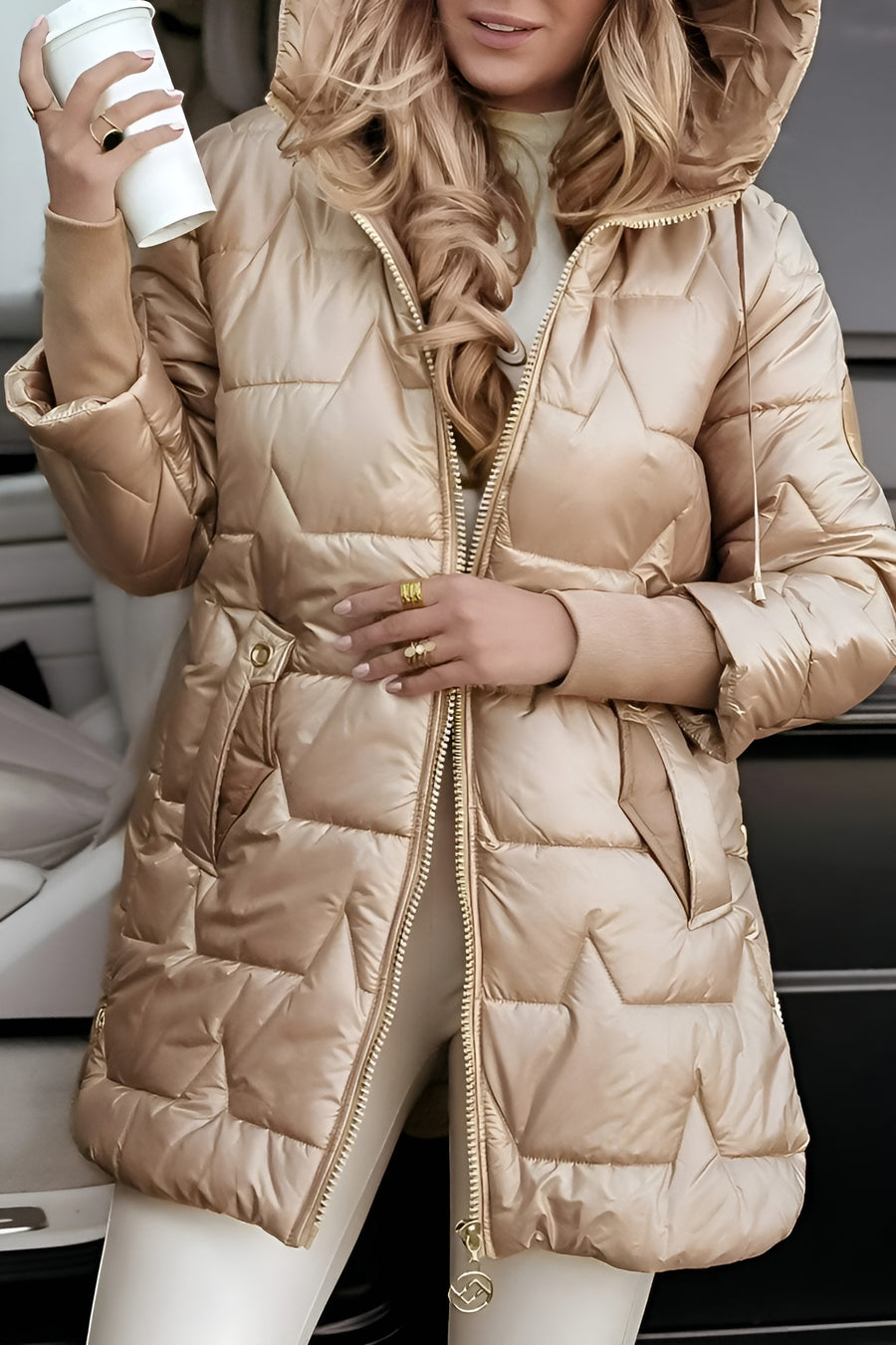 Béatrice — Manteau Matelassé à Capuche