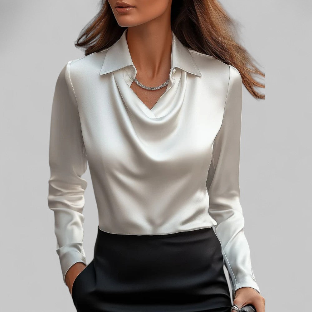 VIDAL BORDEAUX | BLOUSE EN SATIN DRAPÉE POUR FEMMES