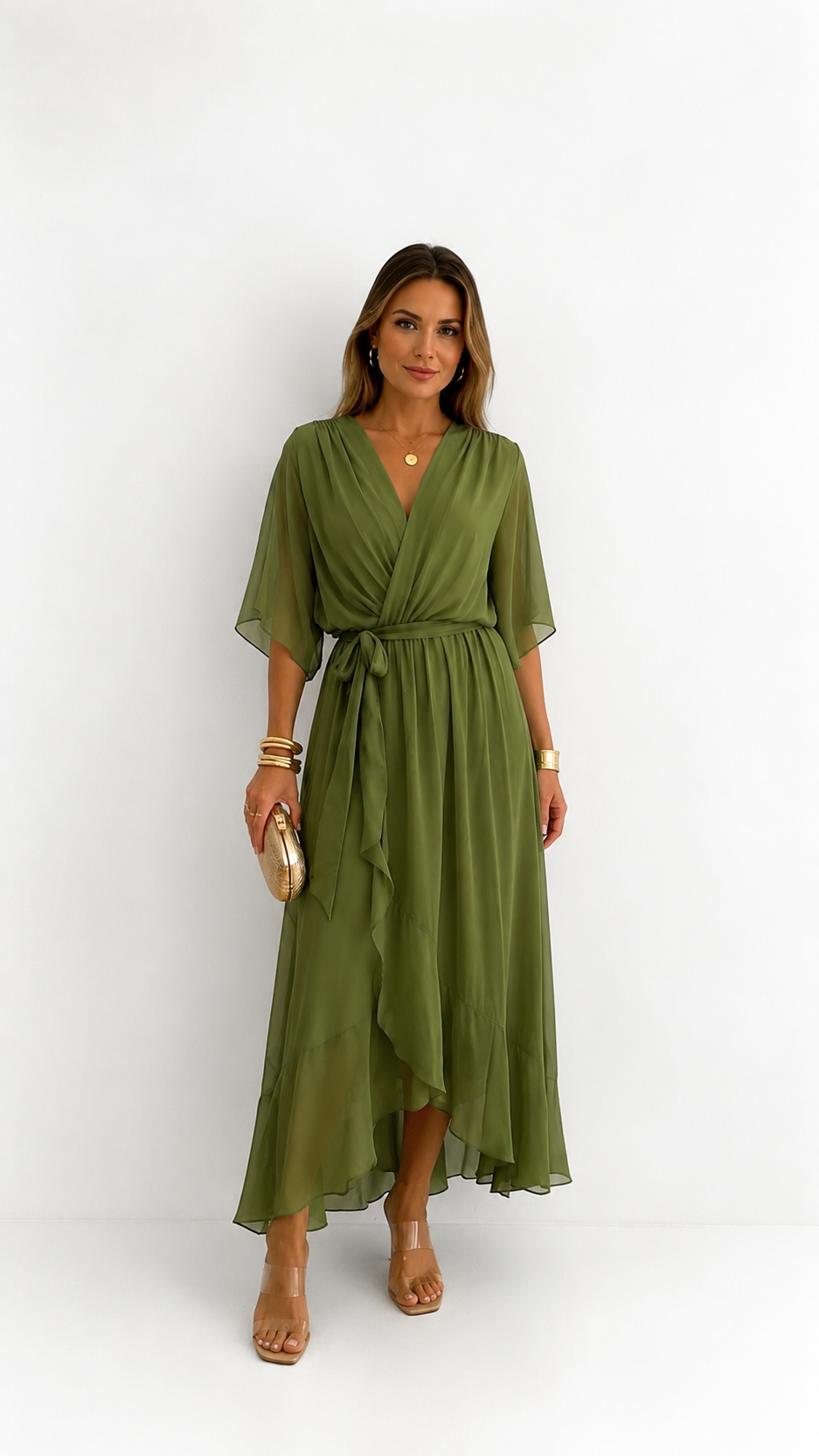 MOREAU LYON | ROBE EN CHIFFON À ENVELOPPER POUR FEMMES