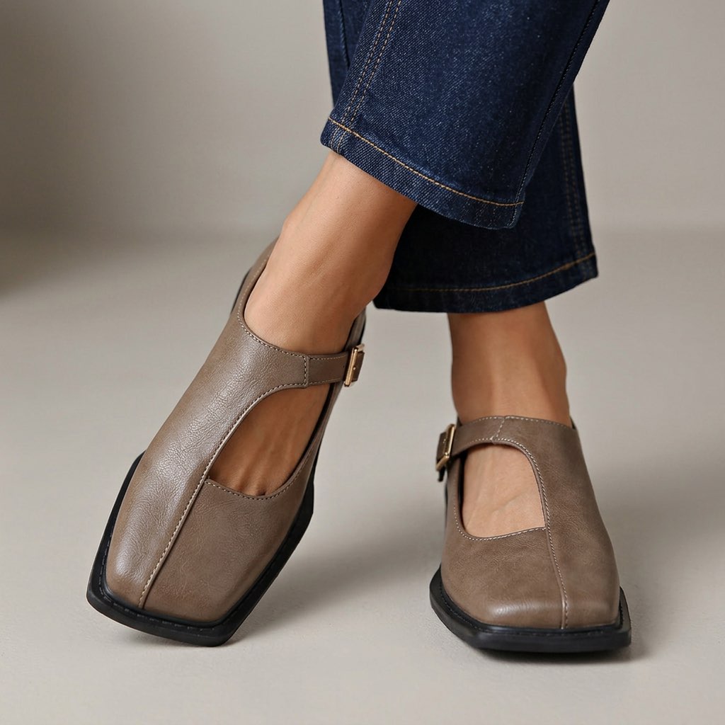 Elspeth | Chaussures Plates T-Strap Intemporelles