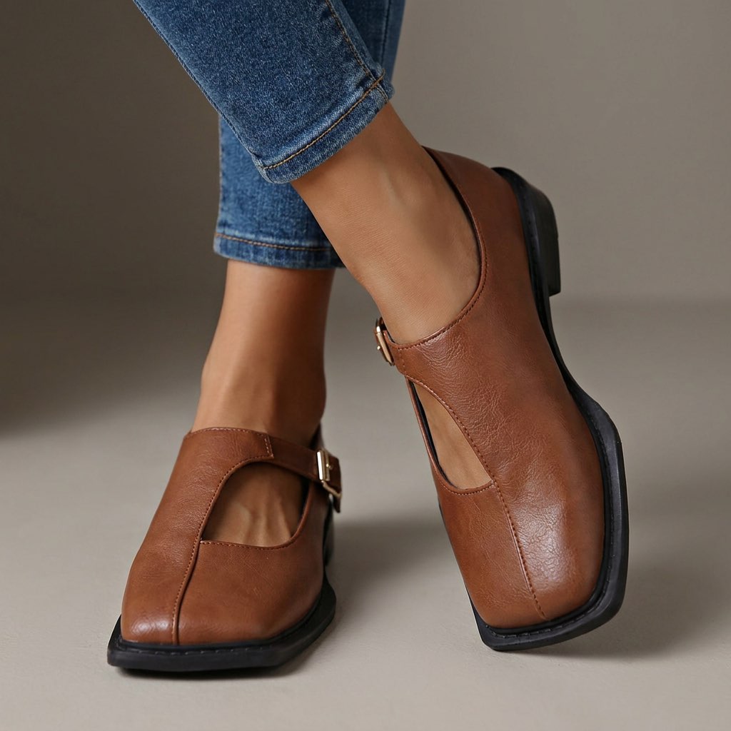 Elspeth | Chaussures Plates T-Strap Intemporelles