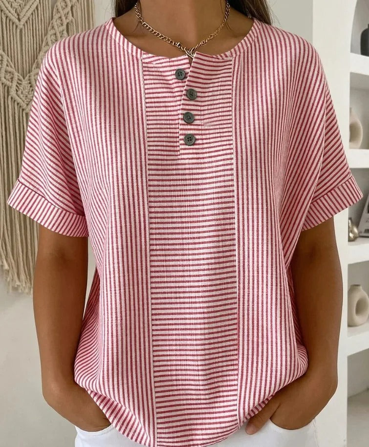 VIDAL BORDEAUX | BLOUSE À BOUTONS RAYÉE POUR FEMMES