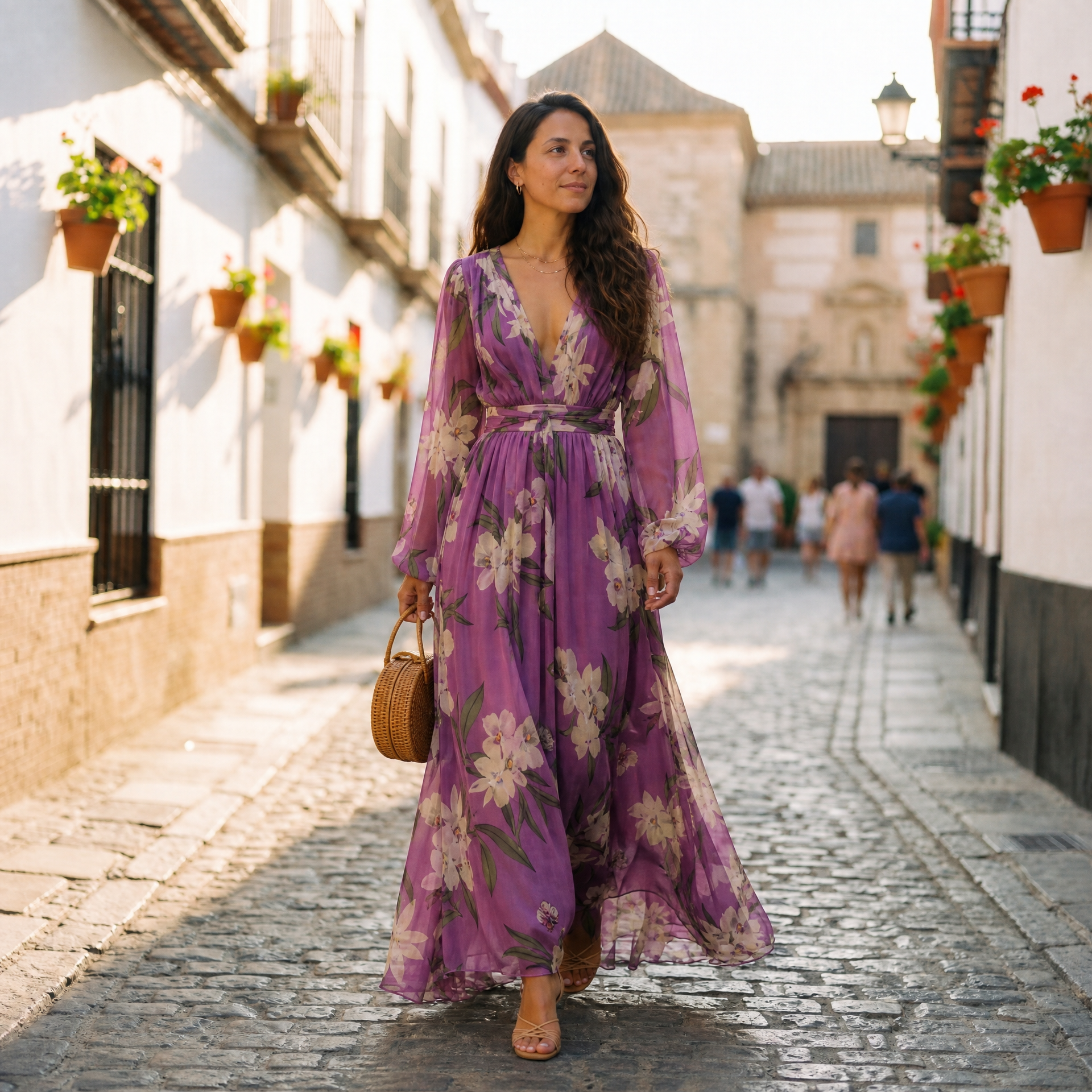 MOREAU LYON | MANCHES LONGUES ROBE MAXI FLORALE POUR FEMMES