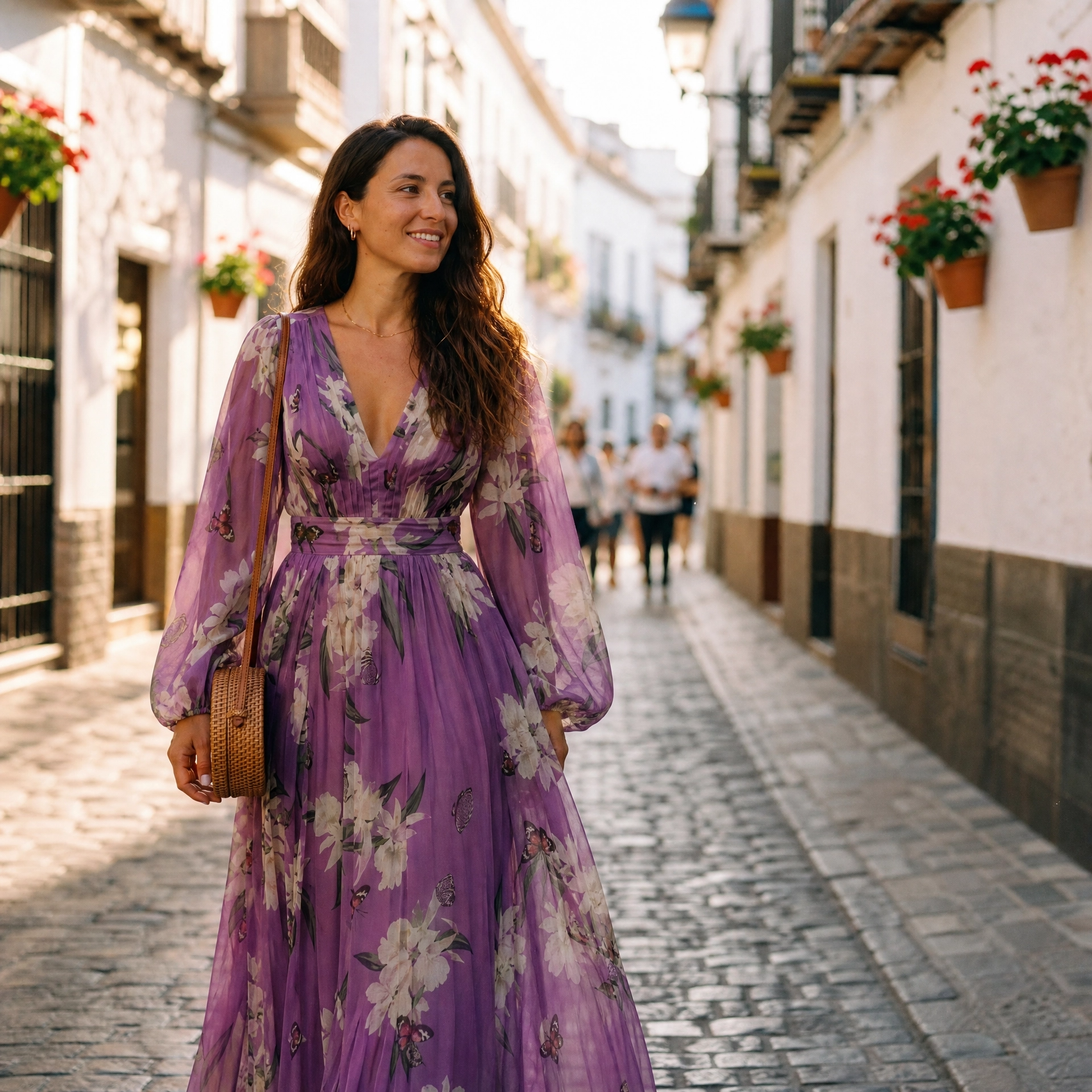 MOREAU LYON | MANCHES LONGUES ROBE MAXI FLORALE POUR FEMMES