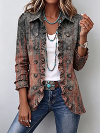 Flavie | Veste Vintage Dégradée Texturée à Volants