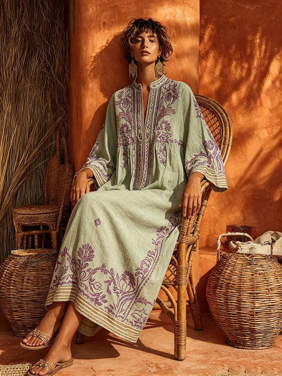 VIDAL BORDEAUX | ROBE BRODÉE FLUIDE POUR FEMMES