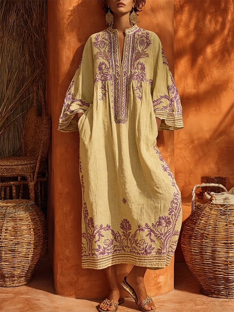 VIDAL BORDEAUX | ROBE BRODÉE FLUIDE POUR FEMMES