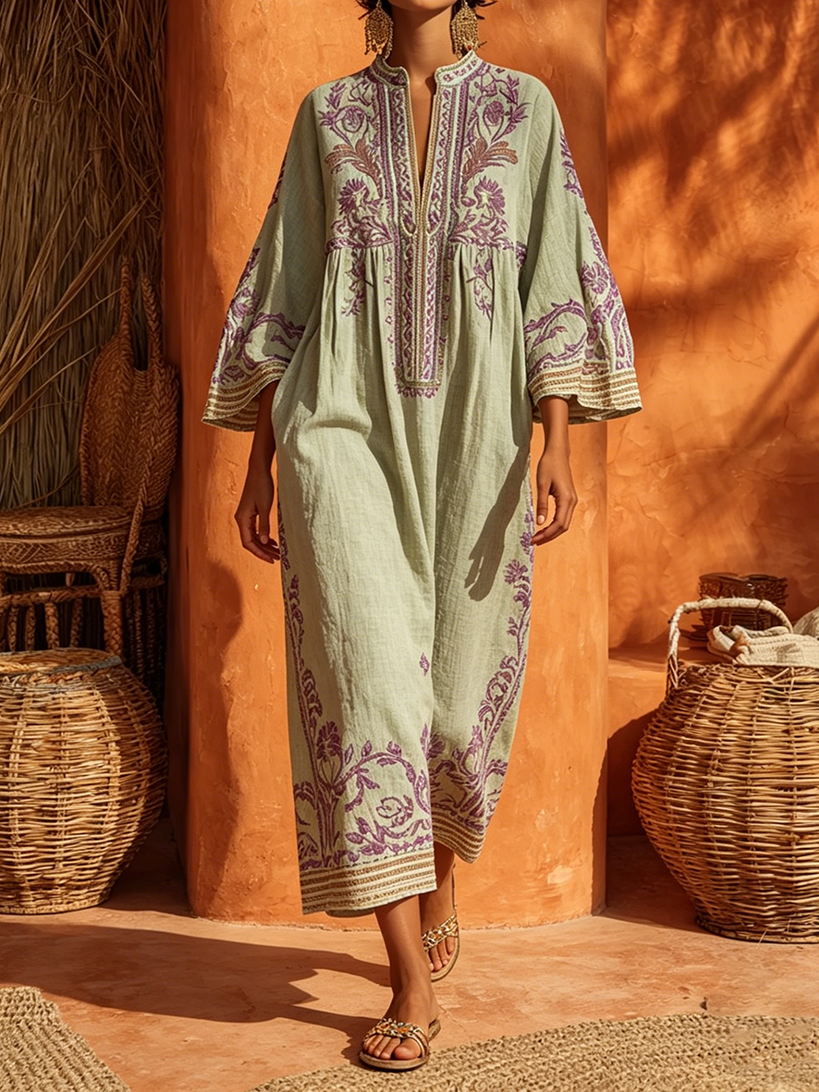 VIDAL BORDEAUX | ROBE BRODÉE FLUIDE POUR FEMMES