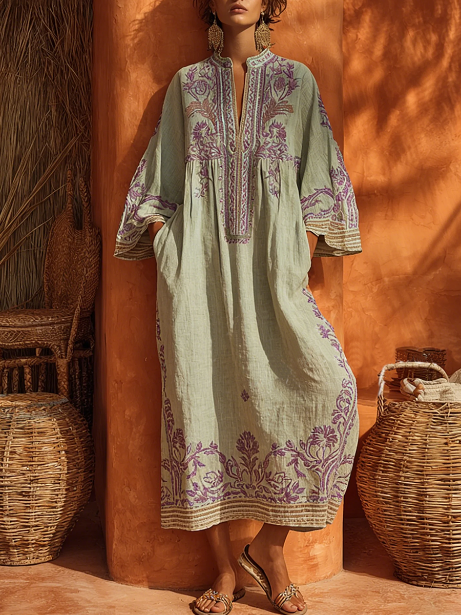 VIDAL BORDEAUX | ROBE BRODÉE FLUIDE POUR FEMMES