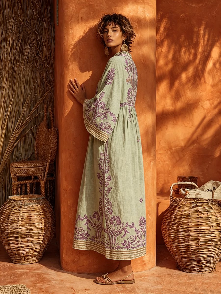 VIDAL BORDEAUX | ROBE BRODÉE FLUIDE POUR FEMMES