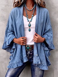 Corinne | Cardigan en Jean avec Volants Chic Boho