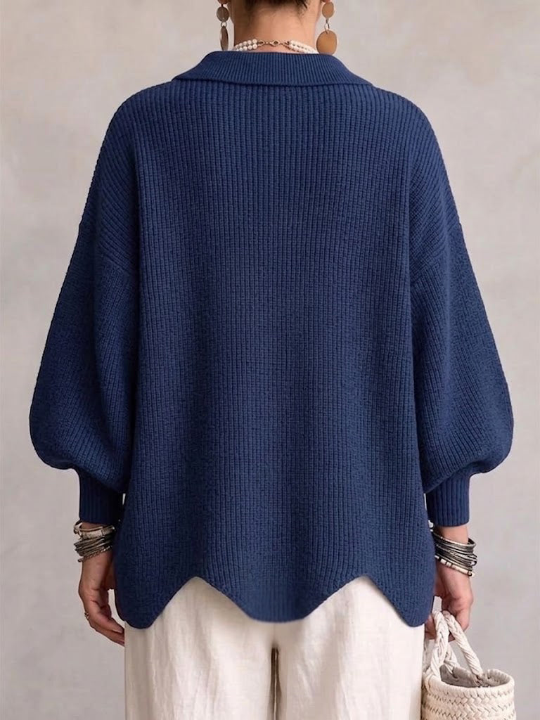 Elvinia™ | Cardigan Oversize à Col avec Gros Boutons Métalliques