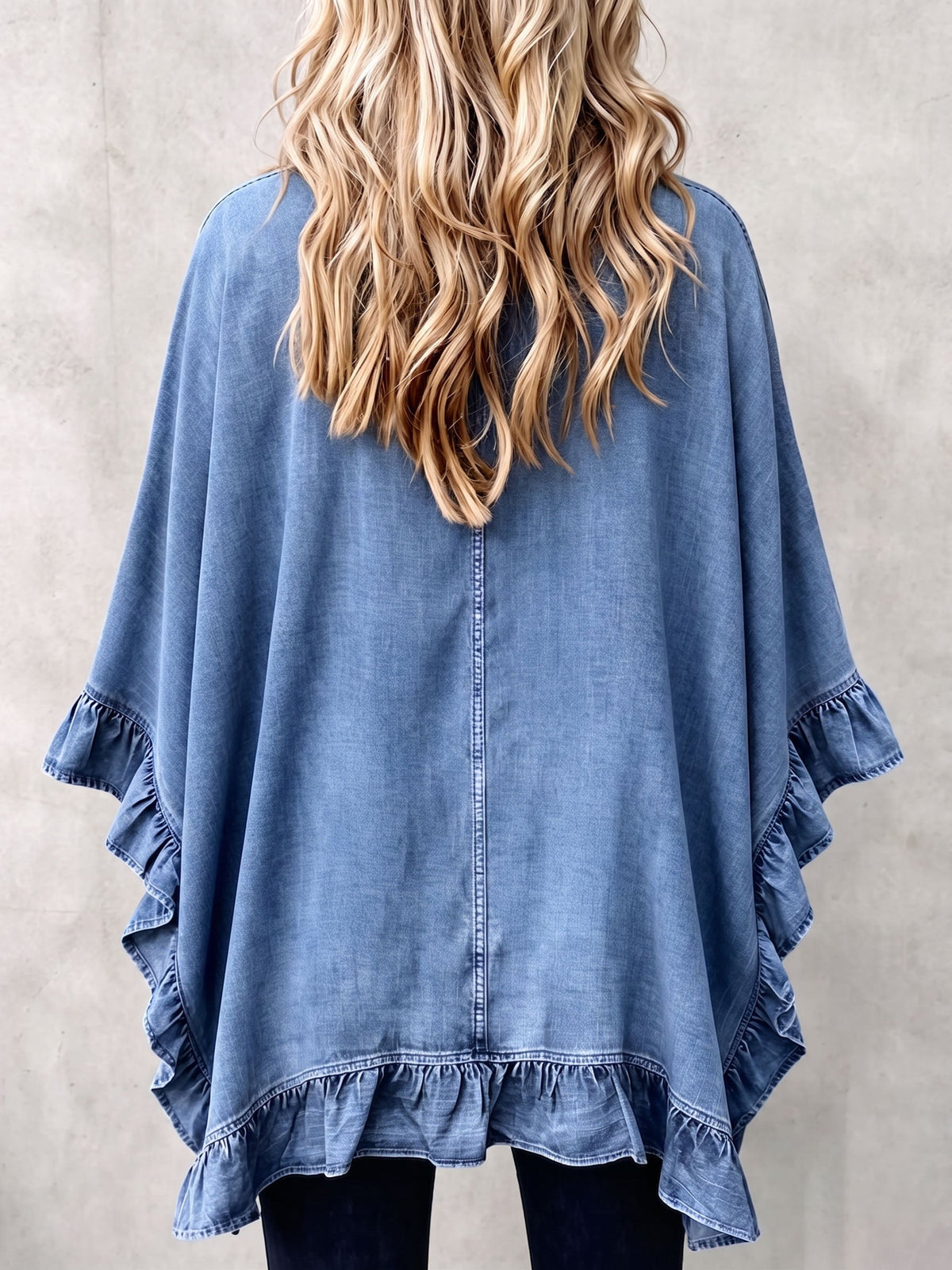 Corinne | Cardigan en Jean avec Volants Chic Boho