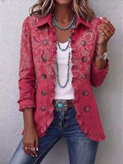 Iseult | Veste Paisley Vintage Rose Antique à Volants