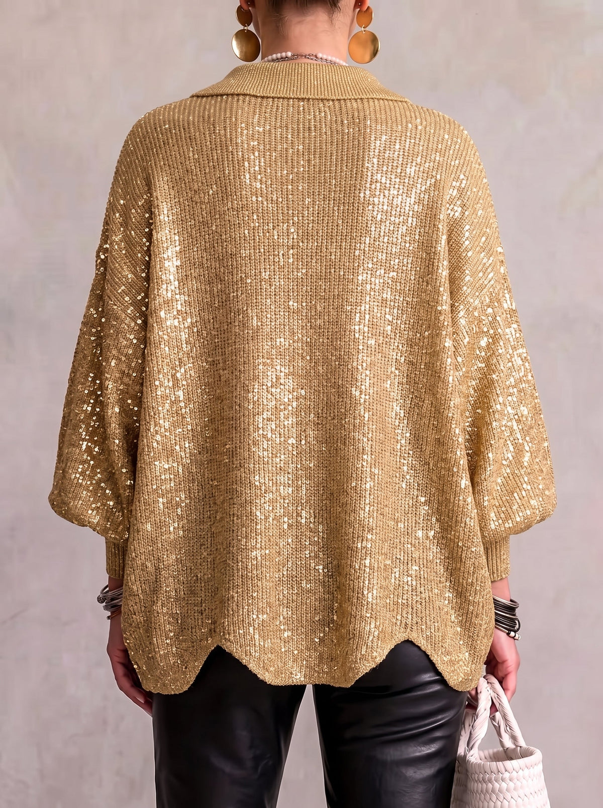 Elvinia™ | Cardigan Oversize à Col avec Gros Boutons Métalliques
