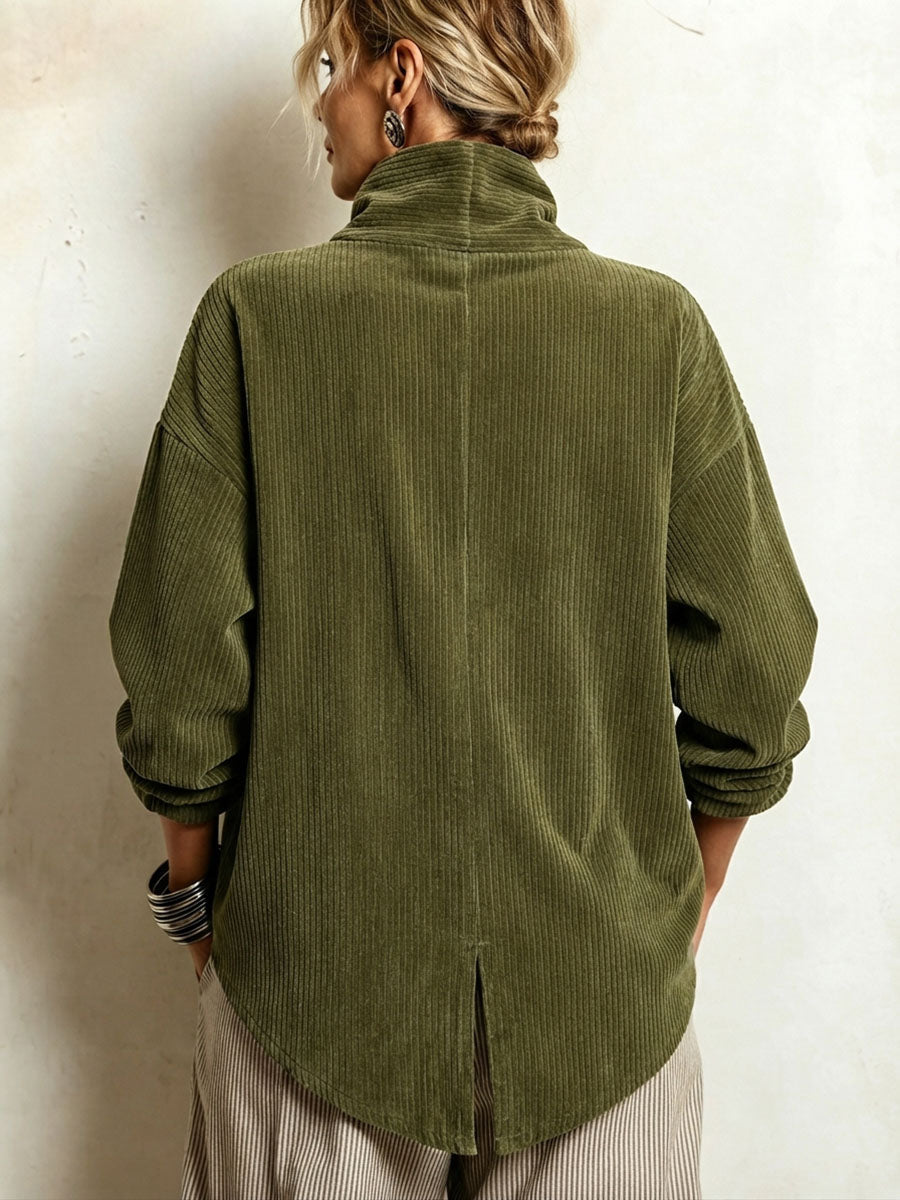 Sylvie – Veste Oversize avec Col Enveloppant et Boutons