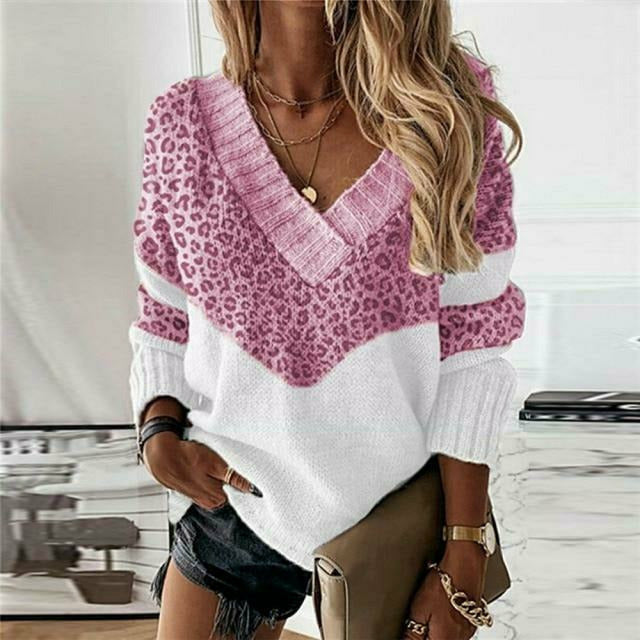 VIDAL BORDEAUX | PULL PATCHWORK IMPRIMÉ LÉOPARD POUR FEMMES