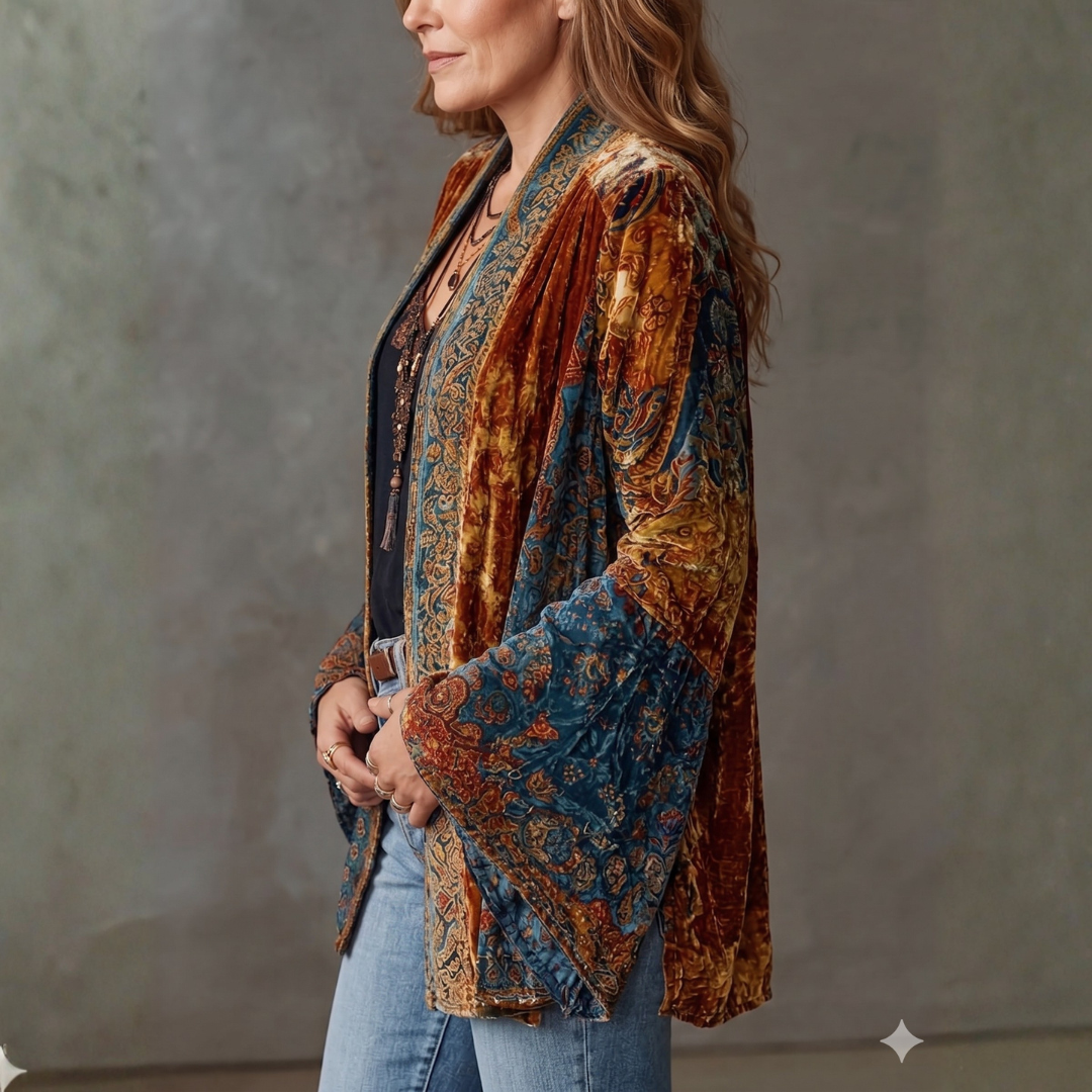 VIDAL BORDEAUX | VESTE BOHO EN VELOURS POUR FEMMES