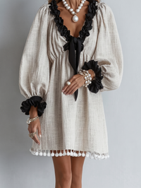 Vera | Robe Mini à Manches Bouffantes avec Volants