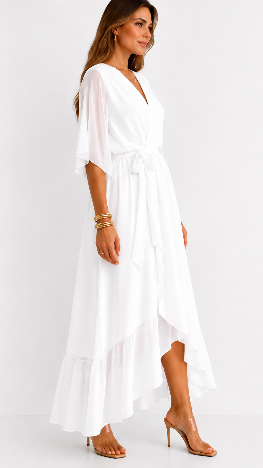 MOREAU LYON | ROBE EN CHIFFON À ENVELOPPER POUR FEMMES