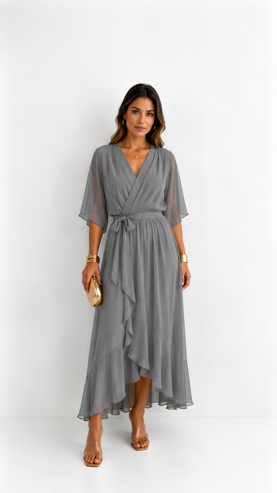 MOREAU LYON | ROBE EN CHIFFON À ENVELOPPER POUR FEMMES