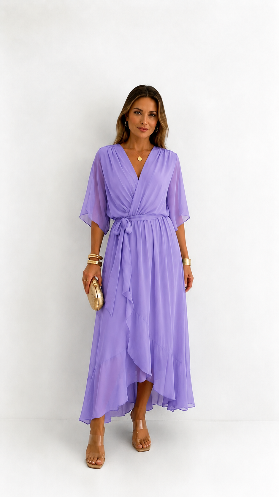 MOREAU LYON | ROBE EN CHIFFON À ENVELOPPER POUR FEMMES
