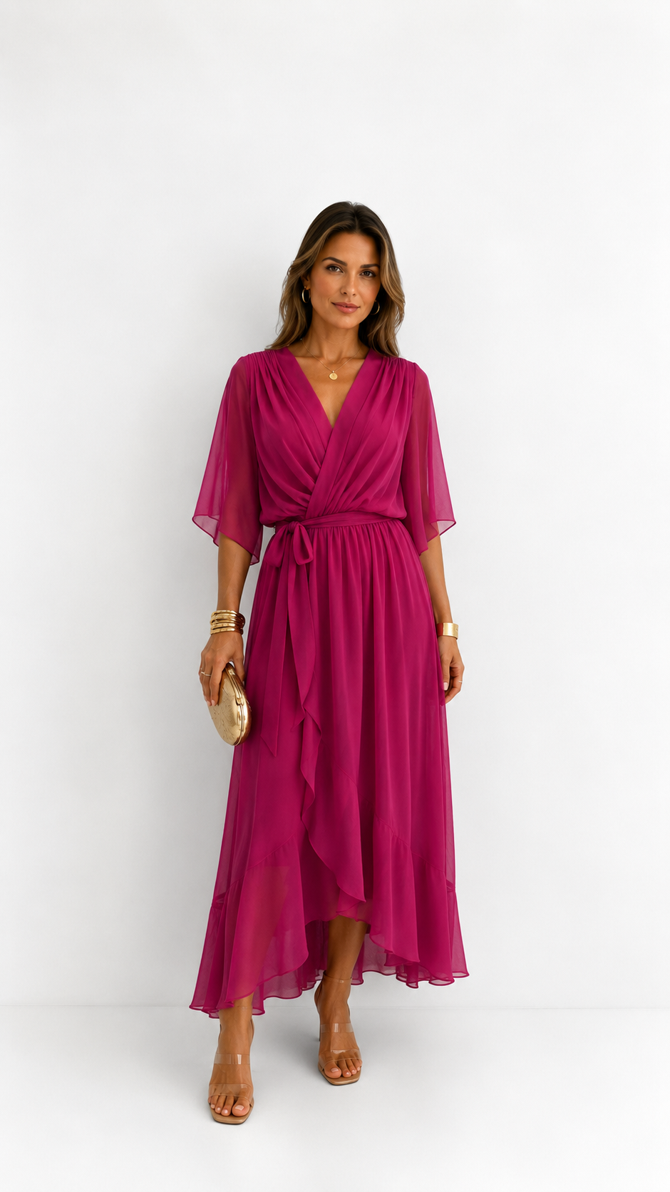 MOREAU LYON | ROBE EN CHIFFON À ENVELOPPER POUR FEMMES