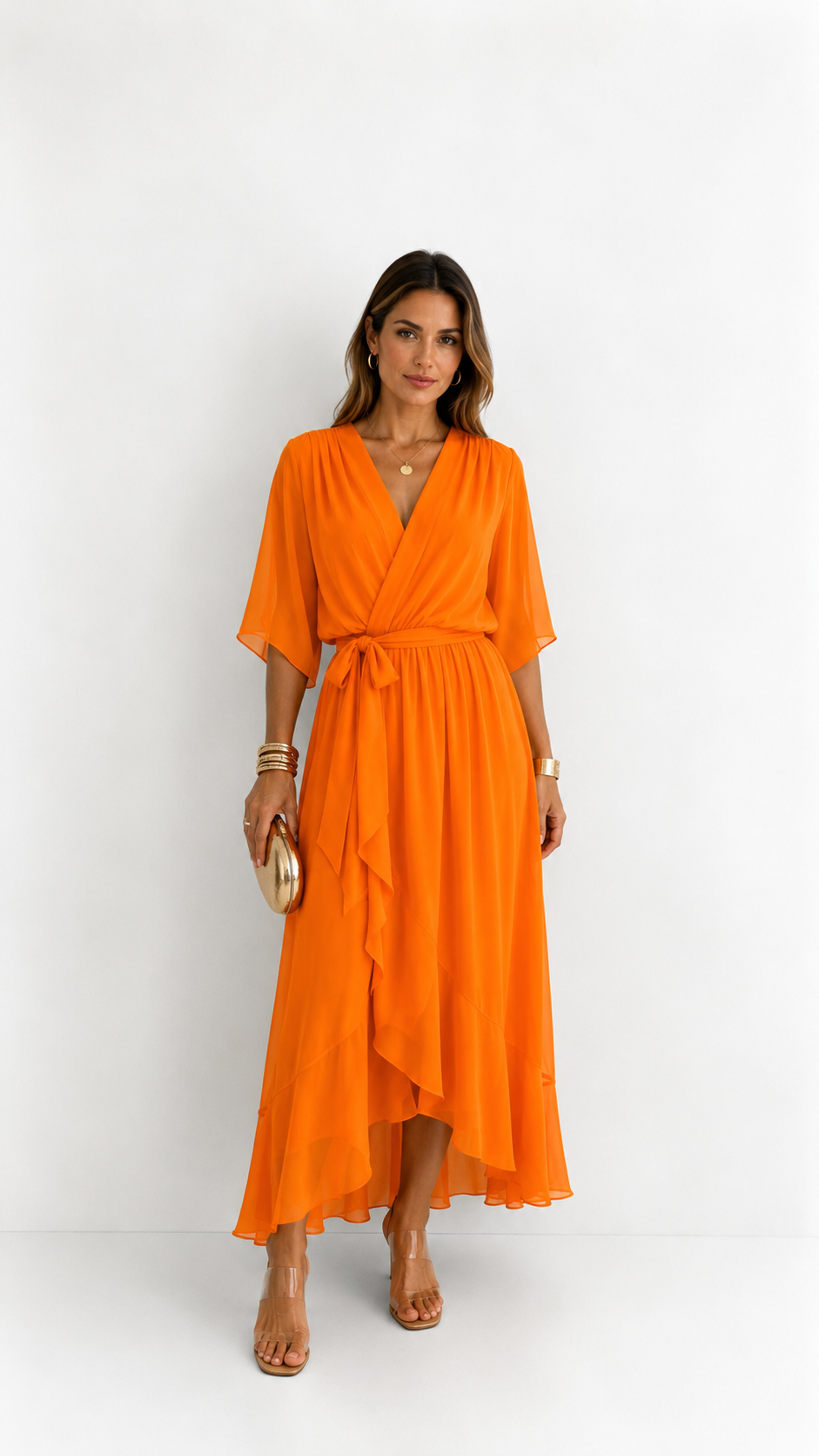 MOREAU LYON | ROBE EN CHIFFON À ENVELOPPER POUR FEMMES