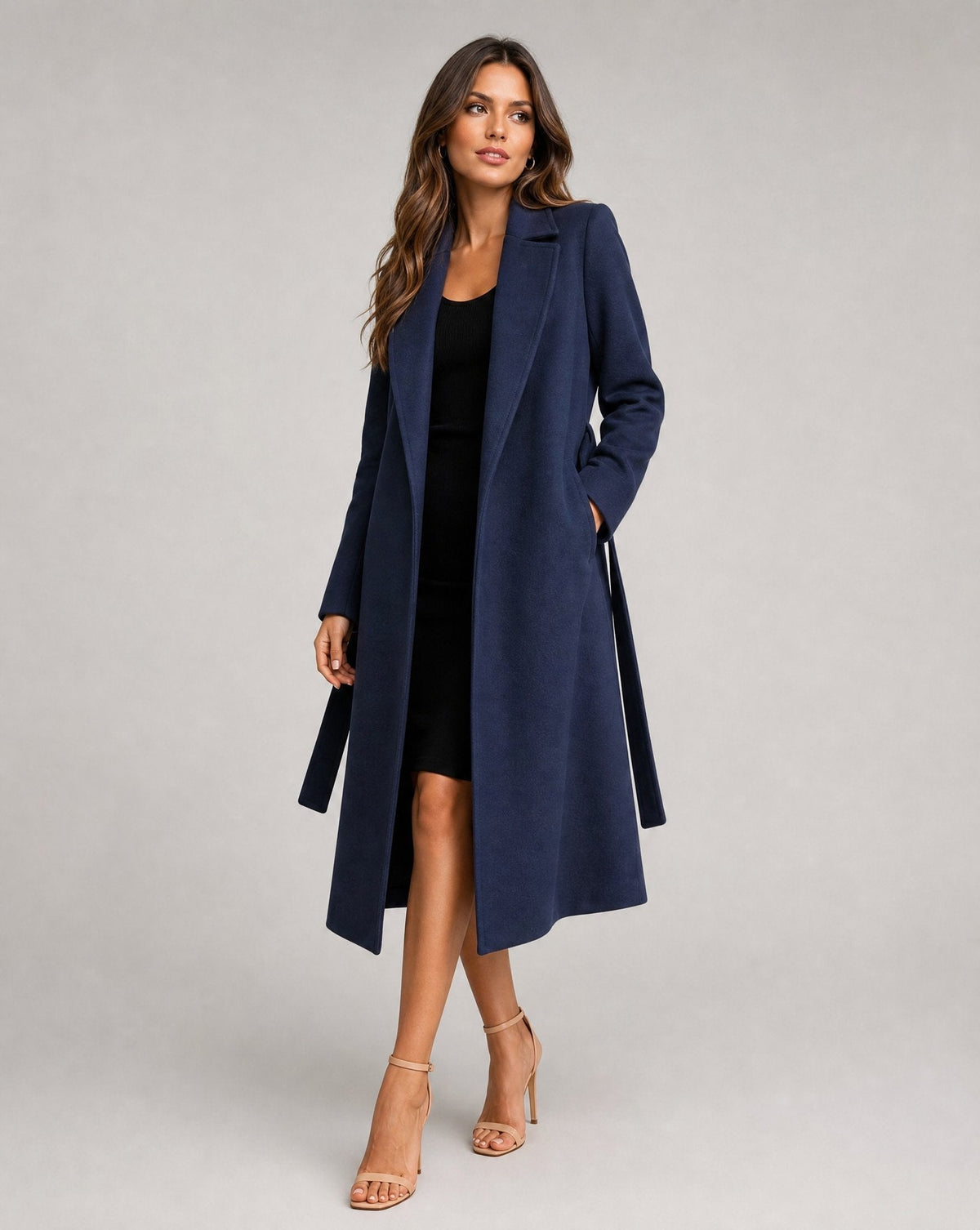 Josie | Manteau Long à Revers Ceinturé