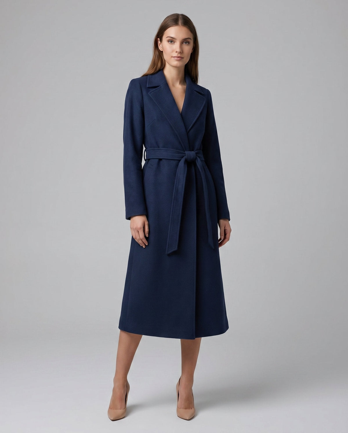 Josie | Manteau Long à Revers Ceinturé