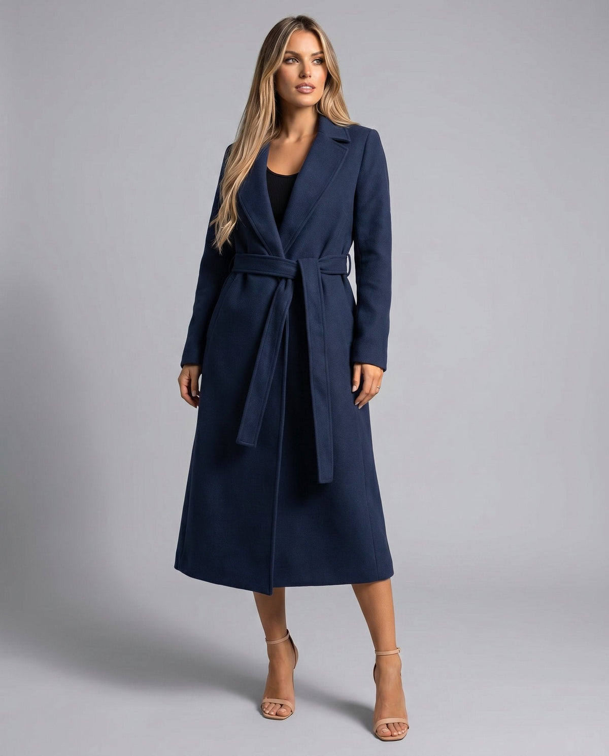 Josie | Manteau Long à Revers Ceinturé