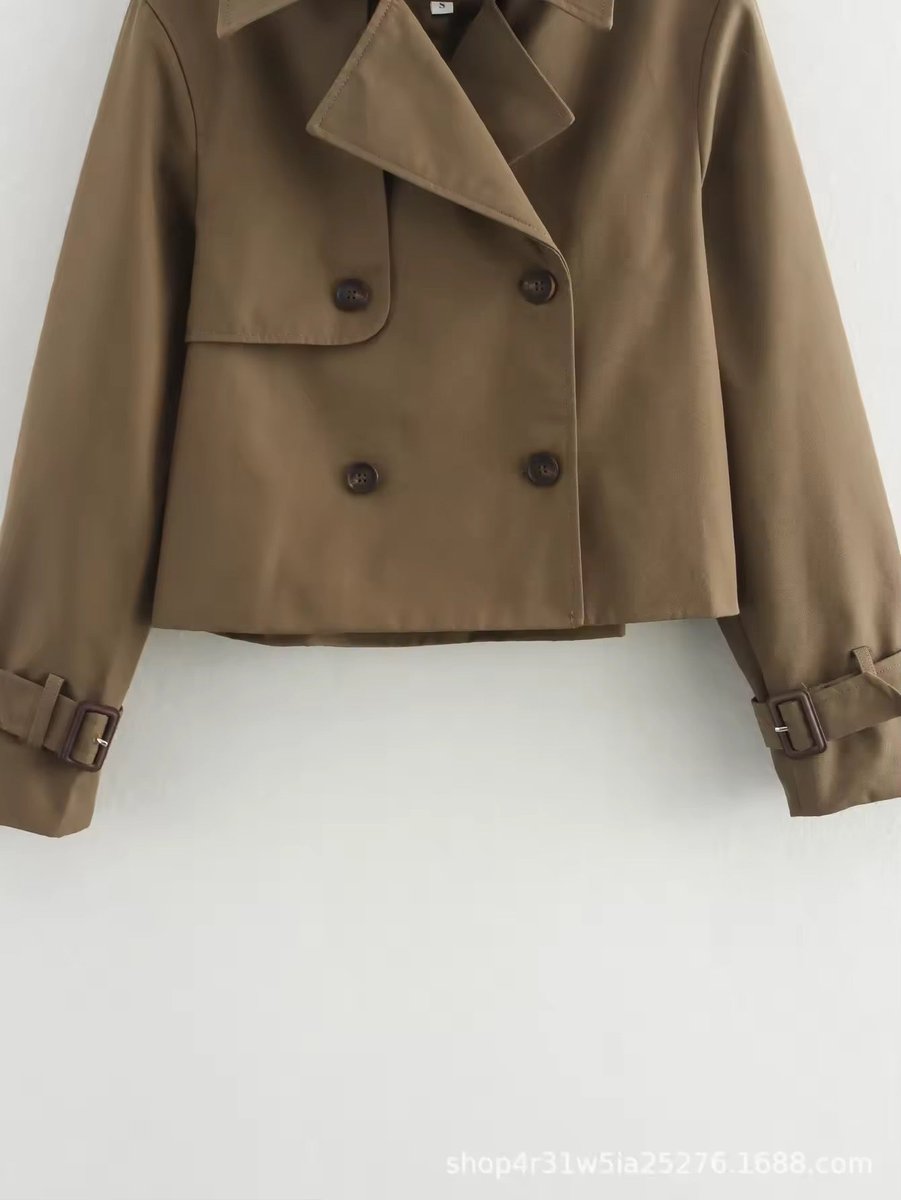 Eugenia | Trench Coat Cropped à Double Boutonnage